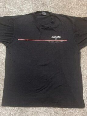 Vintage 80s Drakkar Noir Black Tee Men's Large Single Stitch USA Screen Stars